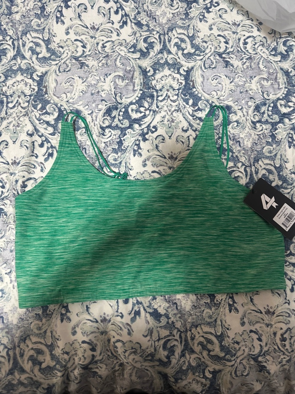 4 Laps Green Heathered Strappy Sports Bra